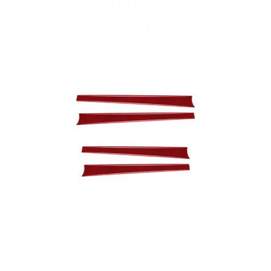 Red Carbon Fiber Car Interior Door Panel Decoration Cover For Toyota Hilux 15-21