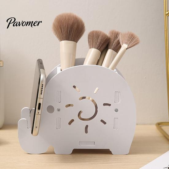 Wood-plastic Composite Organizer Elephant Pencil Holder, Creative Phone Stand, Practical Storage Box, Non-yellowing Pen Holder Desktop for Pens Makeup