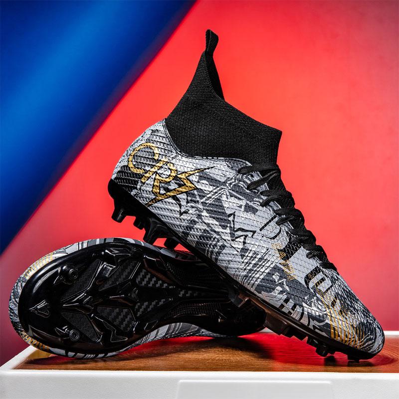 Chaussures de Football Homme Sports Fg/Ag Crampons Longs Adulte Gazon Artificiel Durables Entraînement Chaussures Spécifiques Montantes Chaussures Antidérapantes