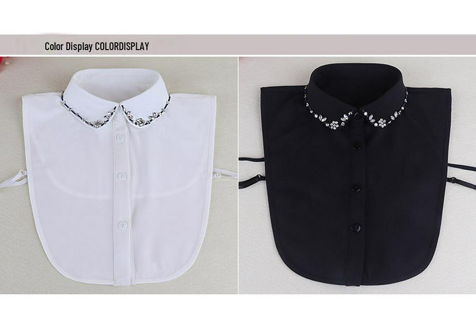 Korean Style Women's Blue Beaded Floral Decorative Collar Sweater