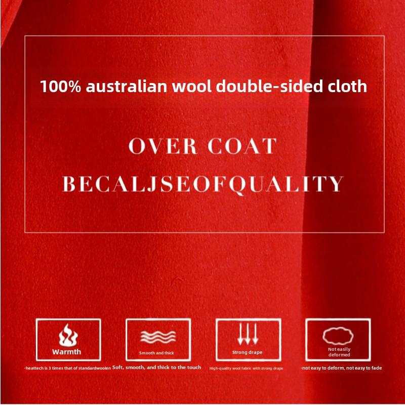 Girls Double-faced Wool Coat Wool Thickened Mid-length Autumn and Winter Woolen Coat
