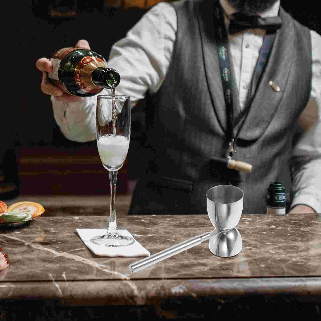 Pahar de măsurat cu mâner lung și dublu capăt, jigger, măsură pentru băuturi, accesorii pentru barman, o uncie din oțel inoxidabil