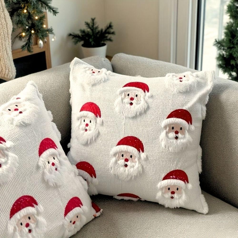 45×45cm Pillowcase 3D Embroidery Plush Pillow Cover Christmas Throw Pillow Cover  Home Decoration