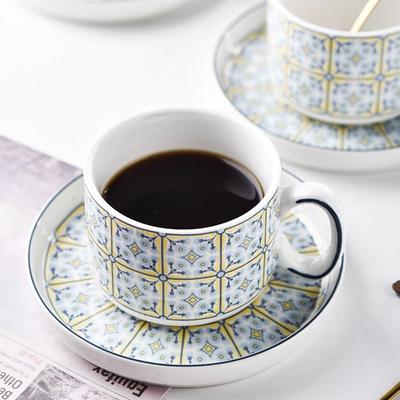 American Creative Coffee Cup and Plate Set Two-piece Set Mug Cup Coffee Cup Ceramic Water Cup Mug Milk Cup