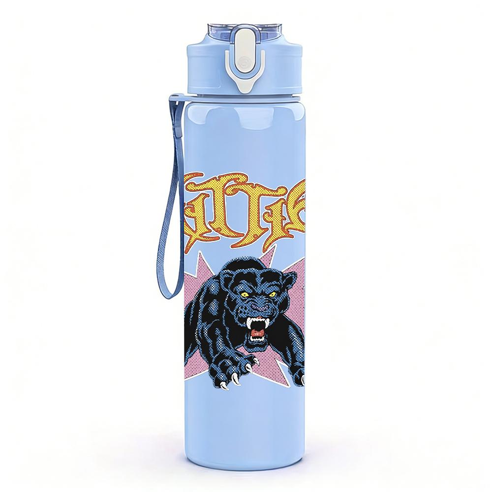 1PC Slayer dark horned band print 750ml colorful plastic sports water bottle leakproof pop up lid with straw for outdoor work home use