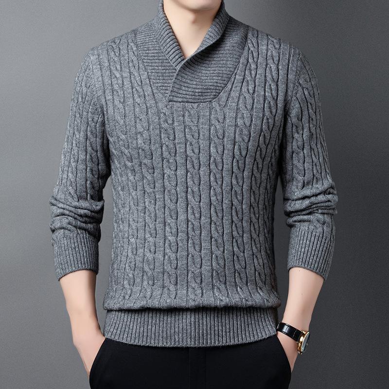 Autumn New Young Men's Long-sleeved Pullover Sweater Korean Style High-elastic Sweater Men's Fitted V-neck Bottoming Shirt