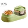 Cat Water And Food Dispenser 2-in-1 Automatic Cat Feeder 1L Cat Water Fountain And Food Bowl Set for Indoor Cats Small Dogs