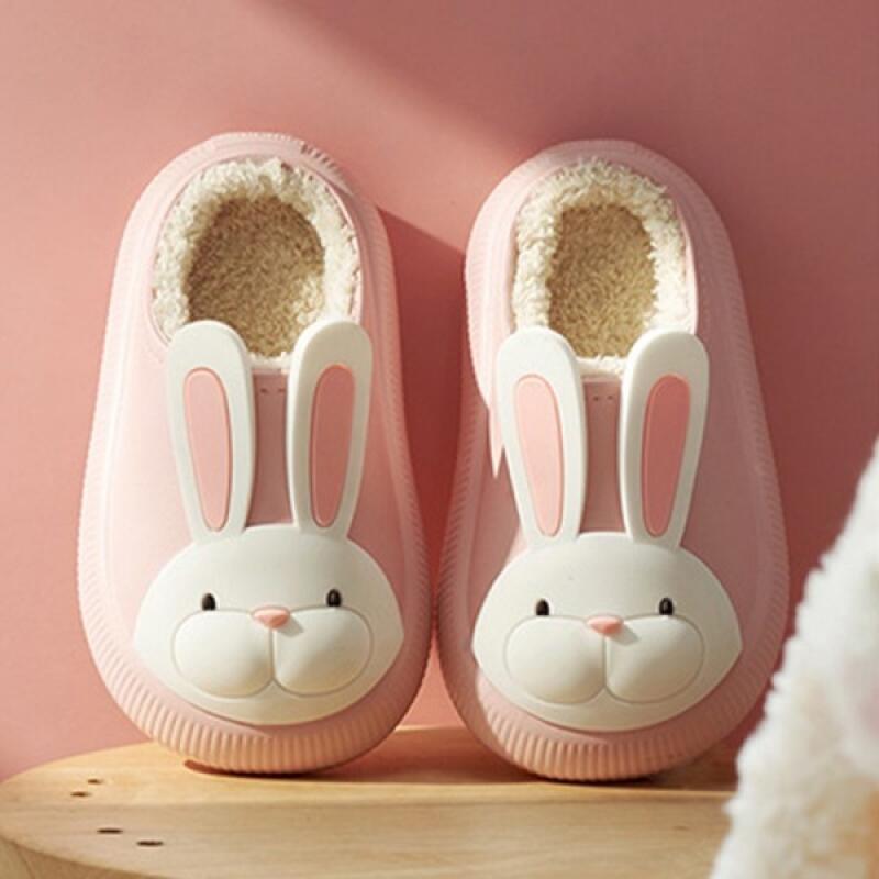 Cheerful Rabbit Bear Fur Slippers Winter Indoor Slippers Living Room Slippers B03 Cheerful Rabbit Bear Blue Rabbit 19