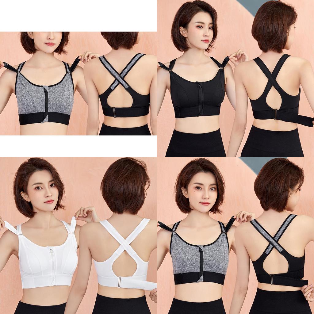 Soutien-gorge de sport rembourré sans coutures pour femme à impact élevé avec fermeture éclair sur le devant et bretelles réglables