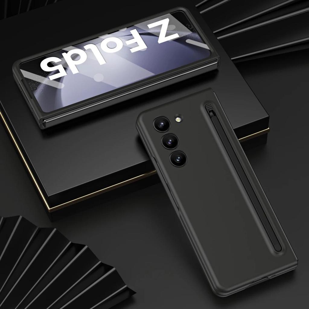 For Samsung Galaxy Z Fold 5 4 3 Case Skin-Friendly Colorful Touch Pen Folding with Screen Film Fold5 Shockproof Protection Cover