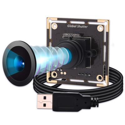 ELP Global Shutter Monochrome USB Fisheye Camera 1 Million Pixels High Speed 60fps Black and White Webcam HD 720P UVC Computer Web Camera Wide Angle
