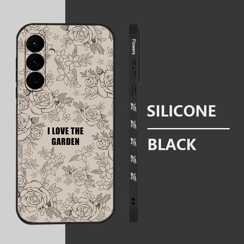 

Роскошный тонкий чехол с рисунком розы для Samsung S24 S23 S22 Ultra S21 Plus S20 FE A55 A54 A53 A52 A35 A34 A14, противоударный мягкий чехол-шнурок из ТПУ Samsung S24 чёрный