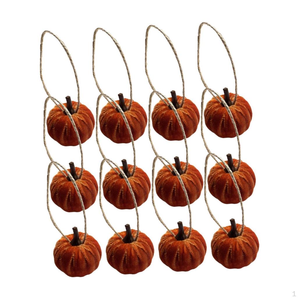 12 Pieces Artificial Velvet Pumpkins Fake Thanksgiving Small Centerpiece Autumn Mini