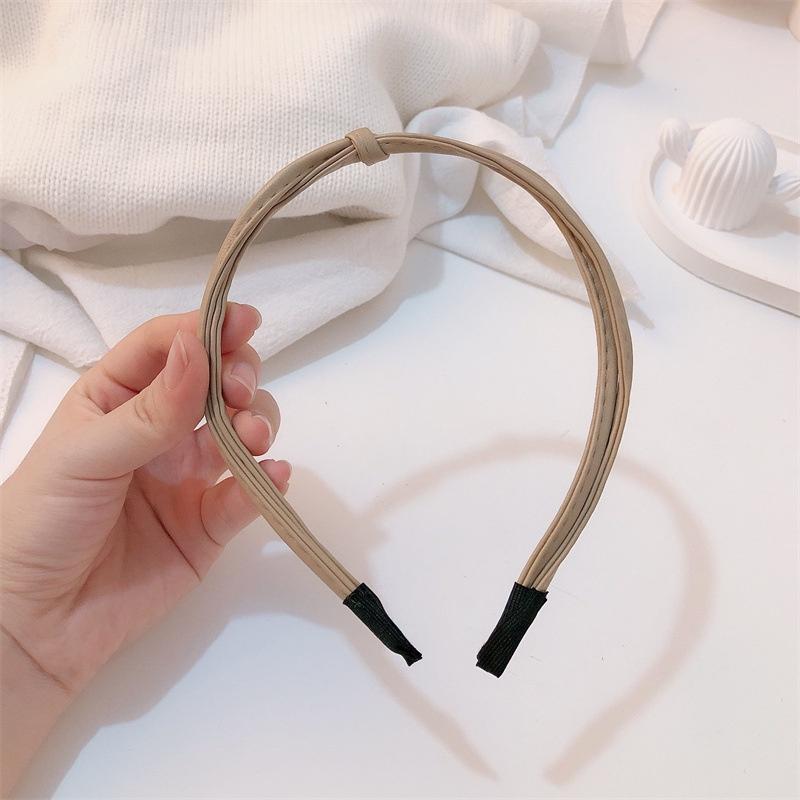 Vintage Knot-Tied HeadBand Ultra-Fine Faux Leather Hair Band Women Girl Finishing Hair Hair Hoop Fashion Hair Accessories