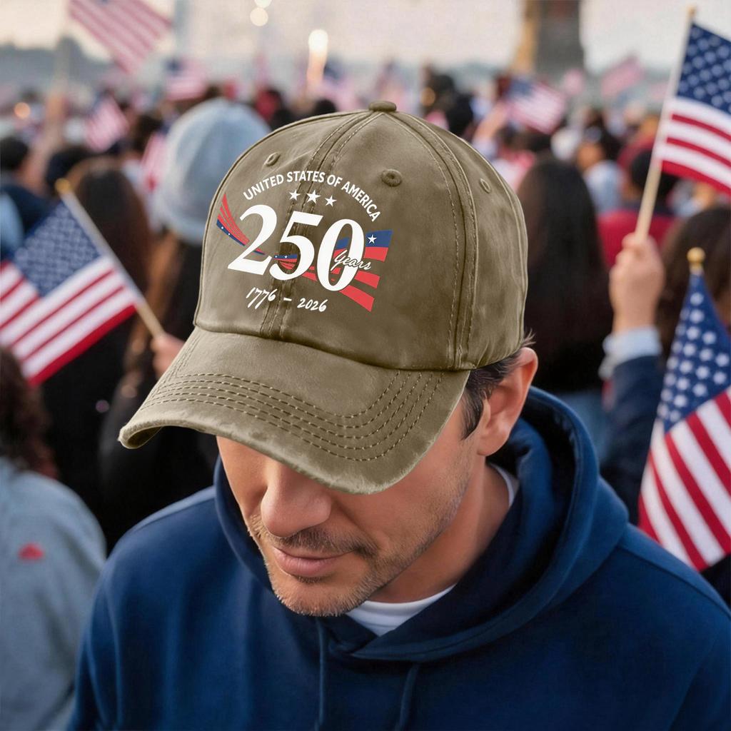 Men's and Women's Matching American 250th Anniversary Anniversary Embroidered Vintage Washed Baseball Cap