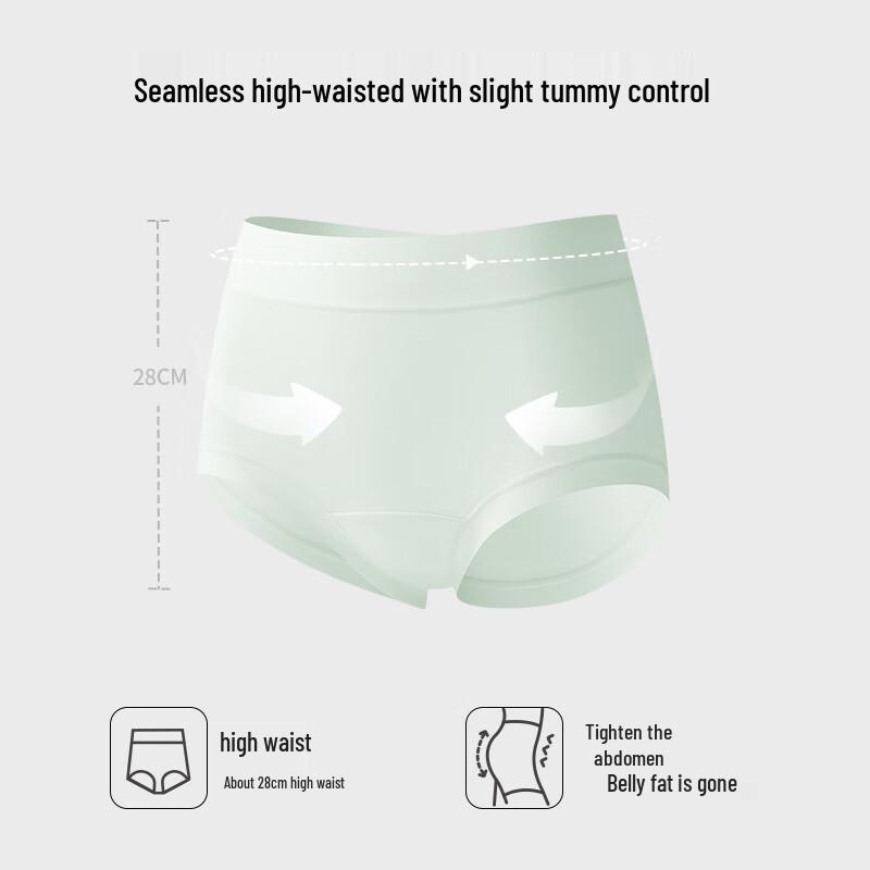 Duoduomian Women's High-Waist Antibacterial Cotton Underwear 3-Pack