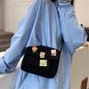 Cute Canvas Bag for Women, New Japanese Harajuku Style Crossbody Bag, Versatile Shoulder Bag for Students with Pin Badges