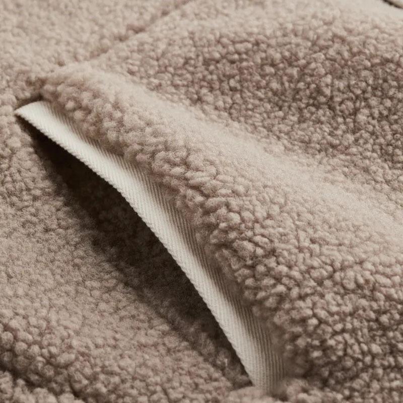 Women Zipper Lapel Thick Fleece Coats Autumn Winter Fashion Elegant Loose Jackets Casual Vintage Lamb Wool Outerwear