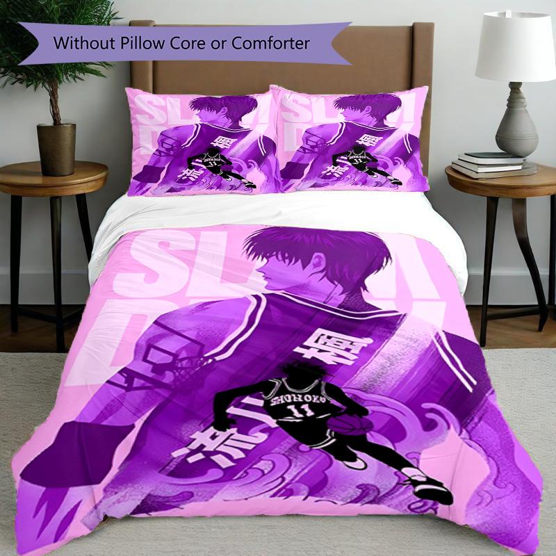 3pcs Duvet Cover Set (1*Duvet Cover + 2*Pillowcase, Without Core), SLAM DUNK Print Bedding Set, Bedroom Decor, All‑Season, Birthday Gift
