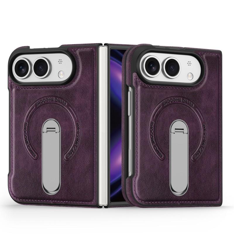 IPhone 18 Duo Leather Case With 360 Rotating Stand Foldable Business Flip Cover Men Women Office Travel