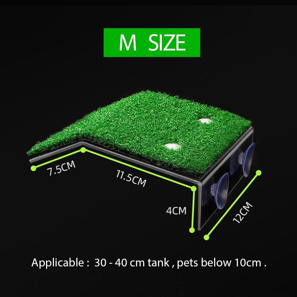 Aquarium Turtle Basking Platform Simulated Lawn Turtle Ladder Climbing Fish Tank Habitat Small Reptile Float Island Decoration