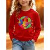 European sizes Kids' Long Sleeve Top, Fashionable Round Neck Sweatshirt with Colorful Splatter Smile Pattern, Cute Top for Daily Casual Wear