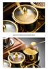 Luxury Korean 304 Stainless Steel Spice Jars: Salt & Oil Jar with Spoon, Gold Accent