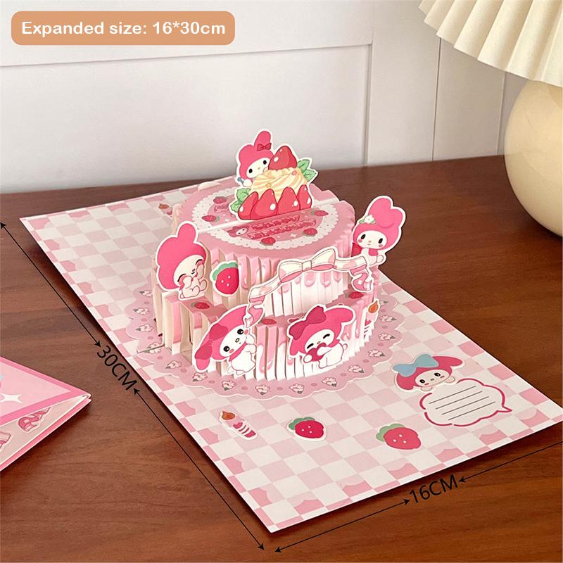 

Cartoon Cute Foldable 3D Pop Up Birthday Greeting Cards Birthday Cake Blessing Card For Mom Wife Sister Boy Girl Friends Gifts