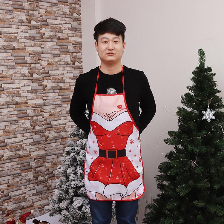 Adult Christmas Costume: Red Non-woven Santa Apron for Bar Waiters and Festival Celebrations
