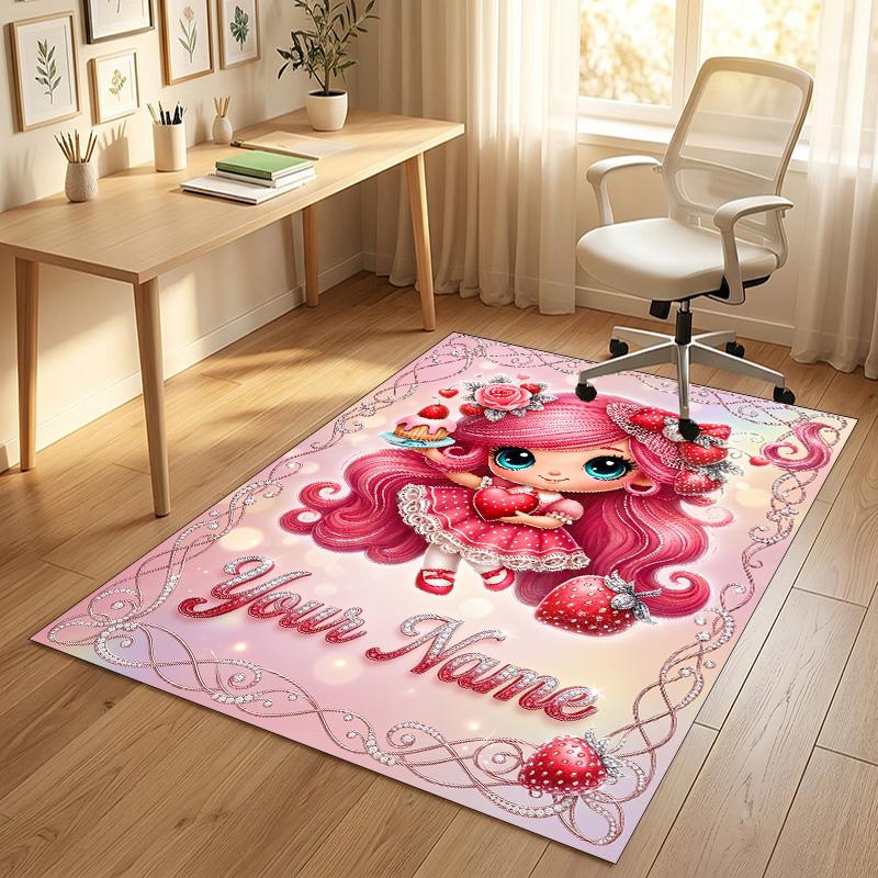 Fantasy Magic Theme Crystal Velvet Rug Personalized Custom Name Text Soft Floor Mat Home Decor
