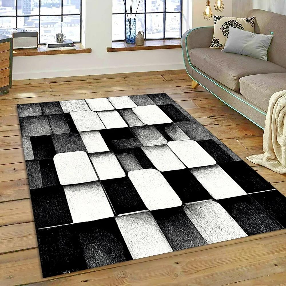 2025 New Style Bohemian Abstract Modern Art Geometry Carpet Rug for Living Room Bedroom Home Sofa Decoration,Non-slip Floor Mat