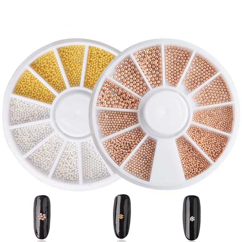 1 cutie Nail Art Caviar Margele Mici din Oțel Strasuri Mix Size 3D Bijuterii pentru unghii Rose Gold Argint Manichiură DIY Decorare Accesorii