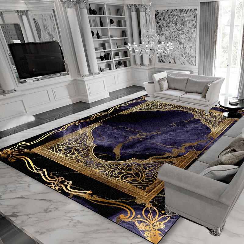 

Роскошный ковер для украшения гостиной в черном и золотом цвете, современный ковер для лаунжа, мягкие ковры большой площади, моющиеся коврики для пола для столовой, прихожей 60*90cm