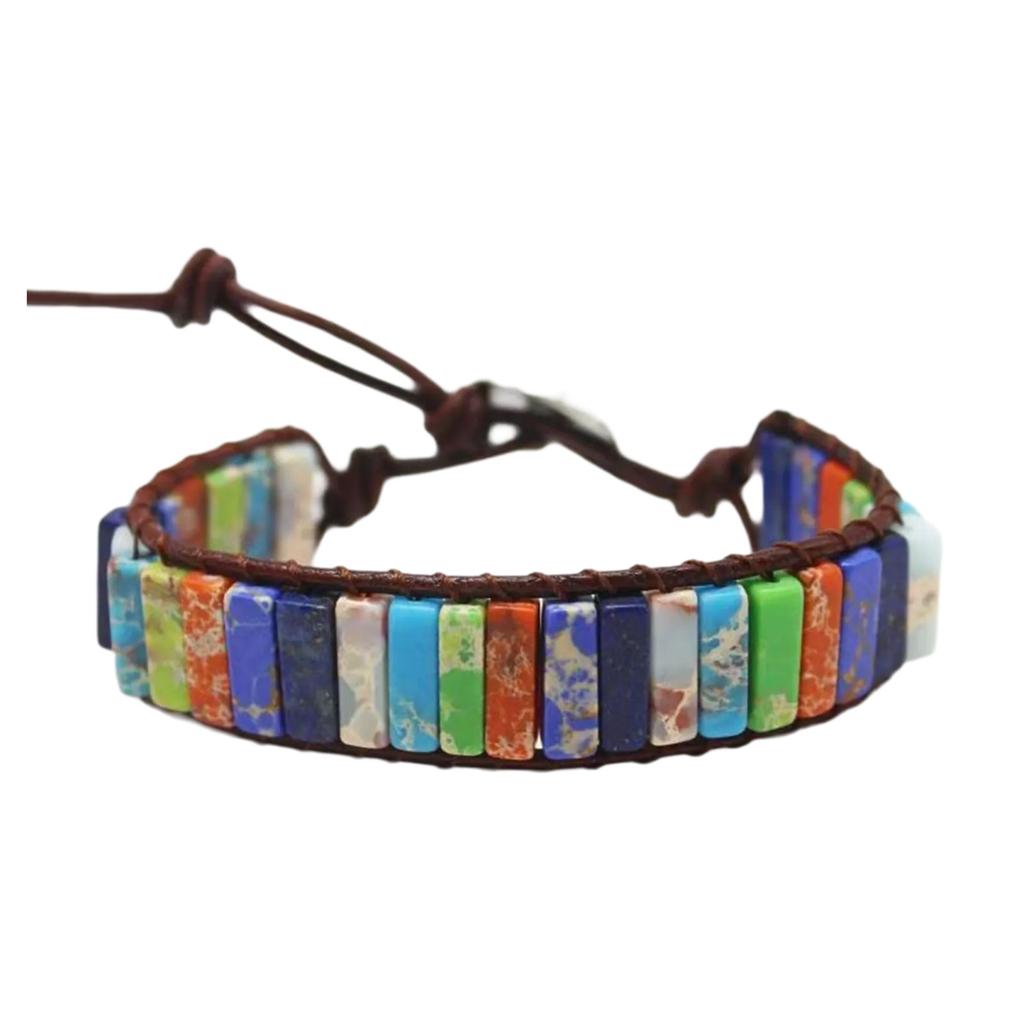 Bohemian Style Handmade Bracelet Colorful Round/Square Clasp Handchain Comfortable Wear Wristband for Fashionable Women