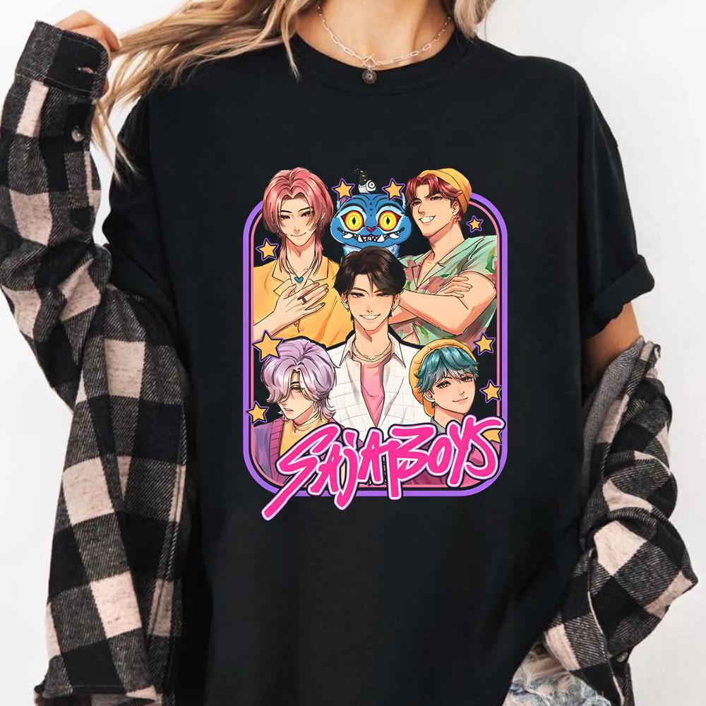 

Saja Boys Kpop Demon Hunters T-shirt Gift For Women, Saja Boys Huntrix Pin Tee Unisex T-Shirt XXXXL