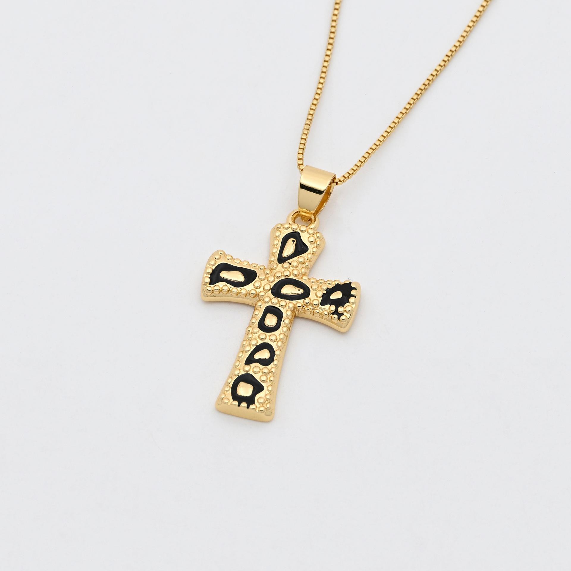 Copper Enamel Drip Cross Pendant Clavicle Chain Necklace for Women Pendant Only