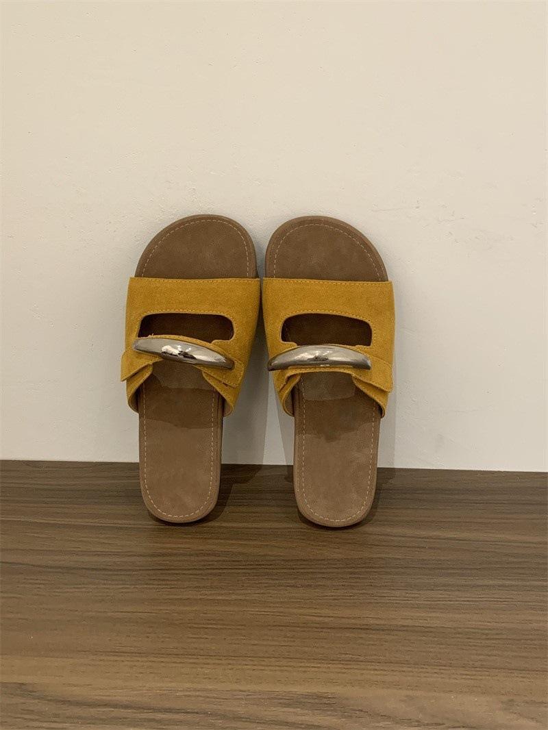 

Design sense niche flat bottom one-word shoes women s shoes wear summer beach shoes Birkenstock sandals Mori sandals 35