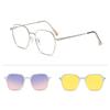 Vintage Square Sunglasses Set with 2 Replaceable Lenses Women Fashion Polarized Shades Trendy Design Outdoor Sun Glasses