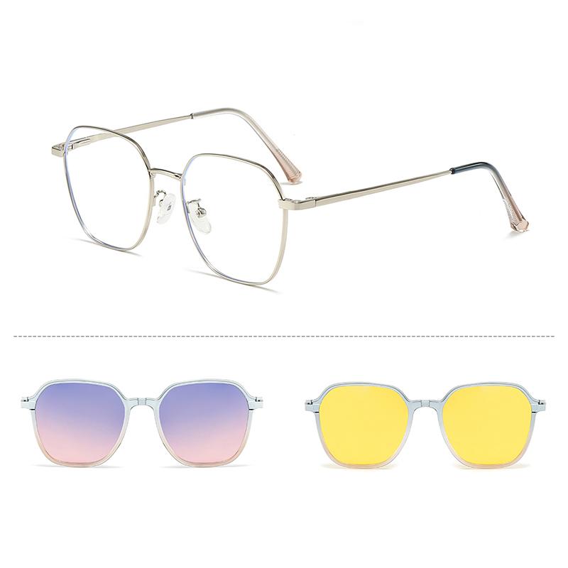 Vintage Square Sunglasses Set with 2 Replaceable Lenses Women Fashion Polarized Shades Trendy Design Outdoor Sun Glasses