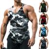 Pánská maskáčová vesta bez rukávů s výstřihem do U Outdoor Sports Fitness Top
