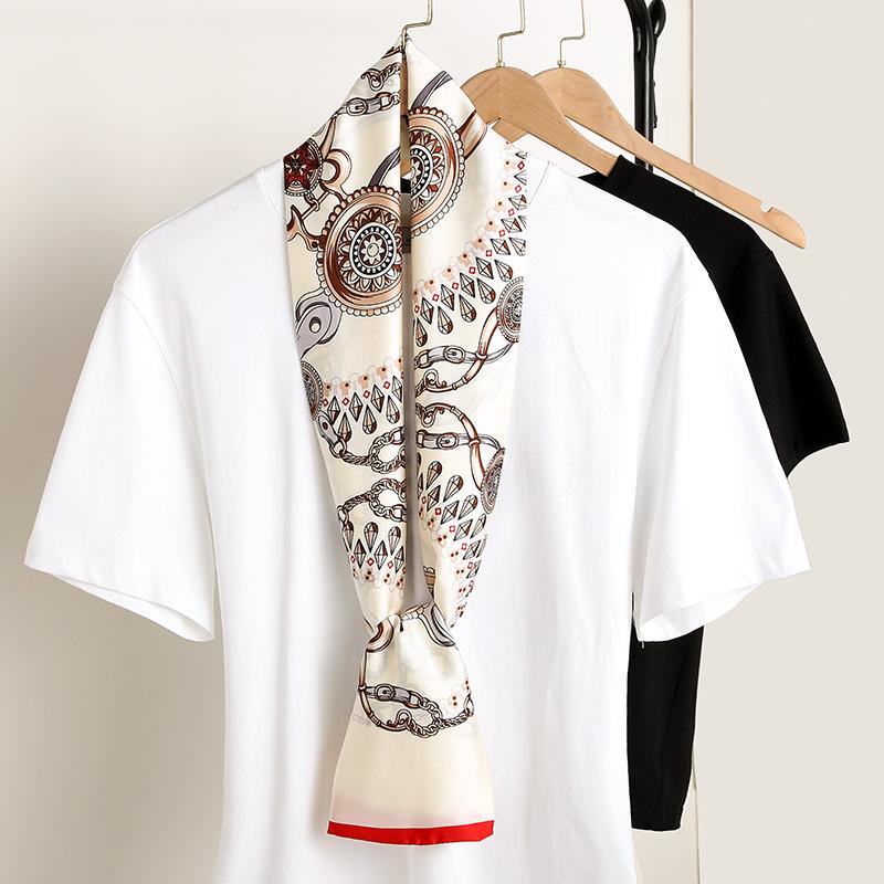 Luxury Ribbon Silk Scarf 15*145Cm Red Headband Neckerchief Foulard Hair Scarfs Neck Tie Lady Skinny Scarves Soft Satin