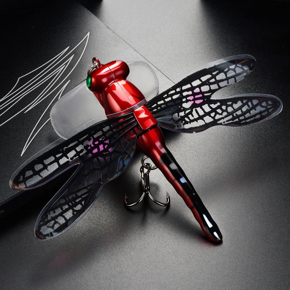 FTK 1 Stück/5 Stück Topwater Libelle Trockenfliegen Insekt Fliegenfischen Köder 6,2 g 75 mm Forelle Popper Kunstköder Wobbler zum Schleppen Hartköder 75mm rot