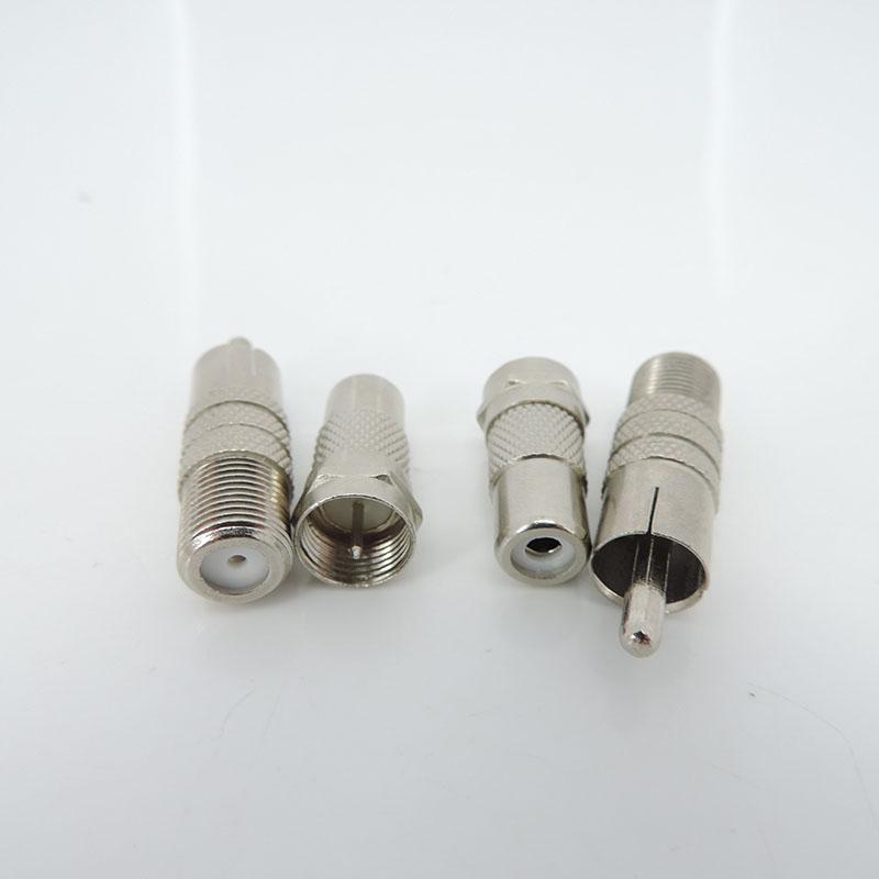 10pcs F Type male Female To RCA Male female jack plug Connector Silver RF Adapter Coax Coaxial Converter metal