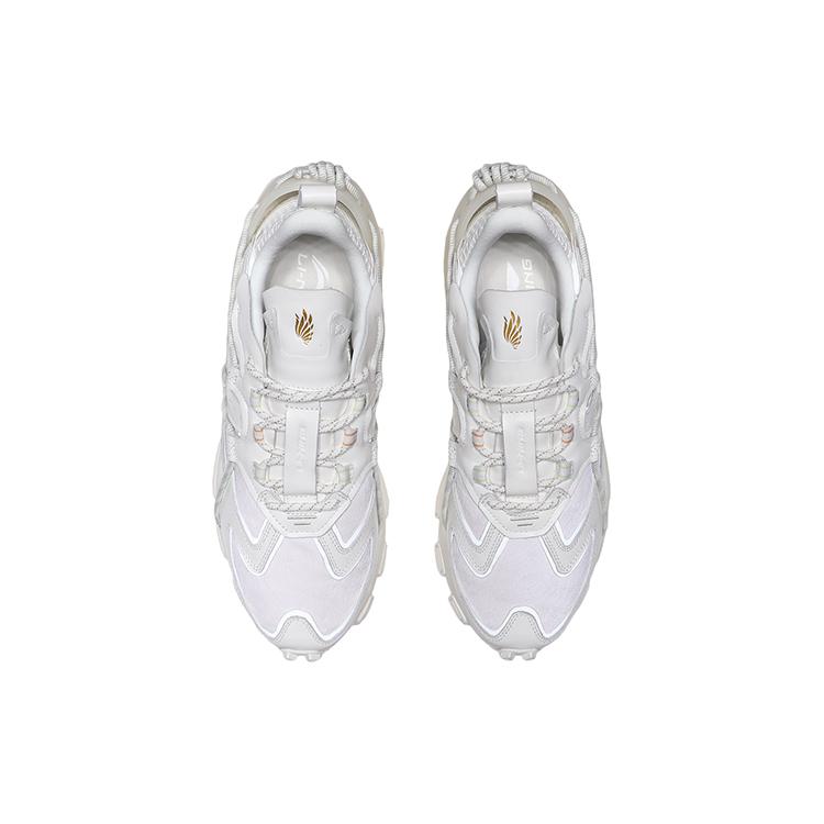 Li Ning CF Tracing Synthetic Leather Cushioning, Wear Resistant Low top Casual Shoes Men's White AGCQ621-6