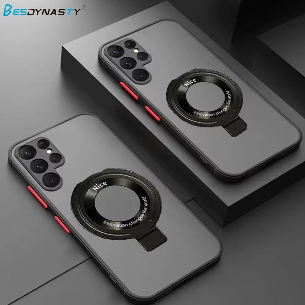 

Magnetic holder Matte Translucent Shockproof Case For Samsung Galaxy S24 FE S25 Ultra S23 S22 Plus S20 S21 FE For Magsafe Cover S21 Ultra