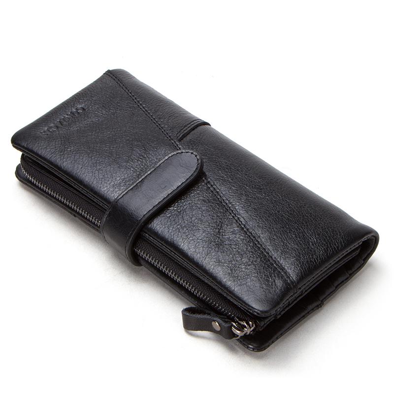 

Чоловіча сумка-гаманець із натуральної шкіри CONTACT S, довгий гаманець, сумка для телефону на блискавці, кишеня для монет, чоловічий гаманець-клатч чорний