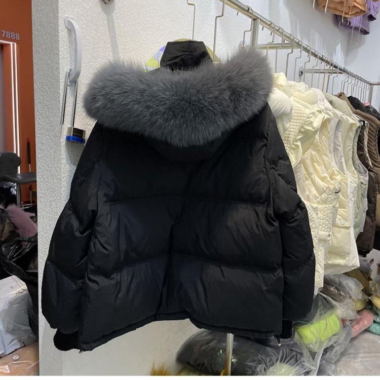 Winter Women Oversize Down Jacket Faux Fur Hooded Parka Thick Padded Coat Korean Old Money Style Warm Outwear Overcoat