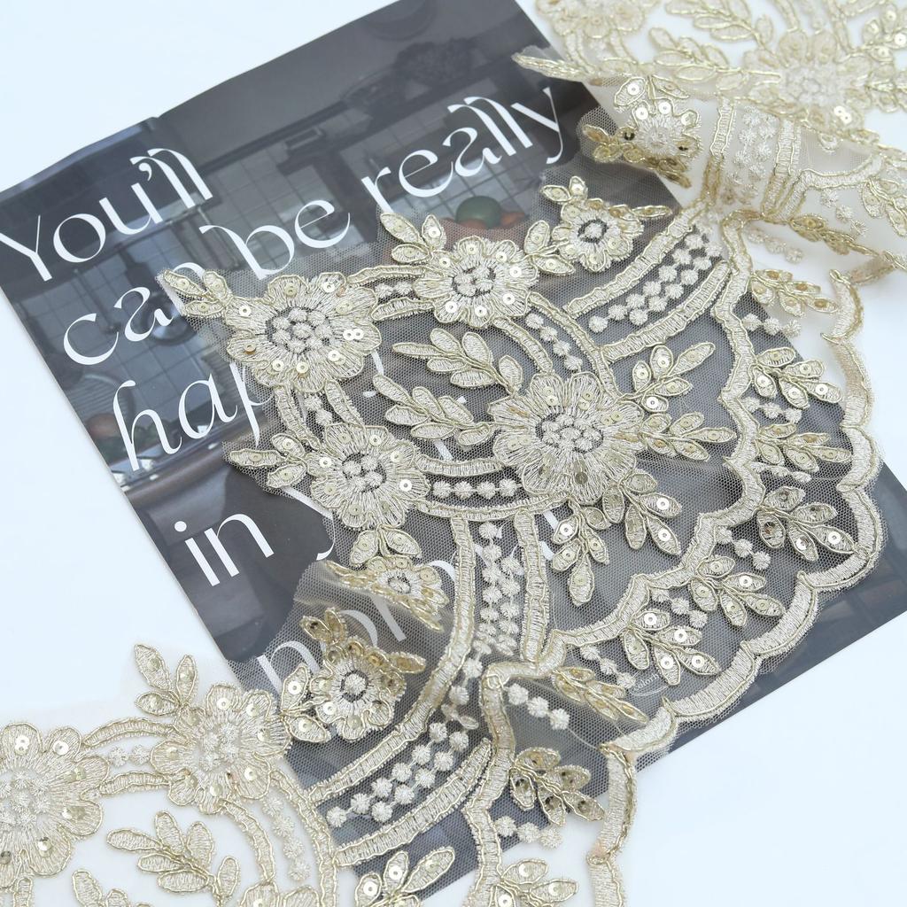 Sequined Car Bone Lace Clothing Accessories Suspenders Bridal Wedding Dress Dance Clothes Handmade Diy Headgear Material