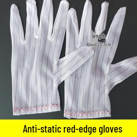 100 Pairs Anti-static Breathable Double-sided Stripe Protective Gloves for Cleanroom