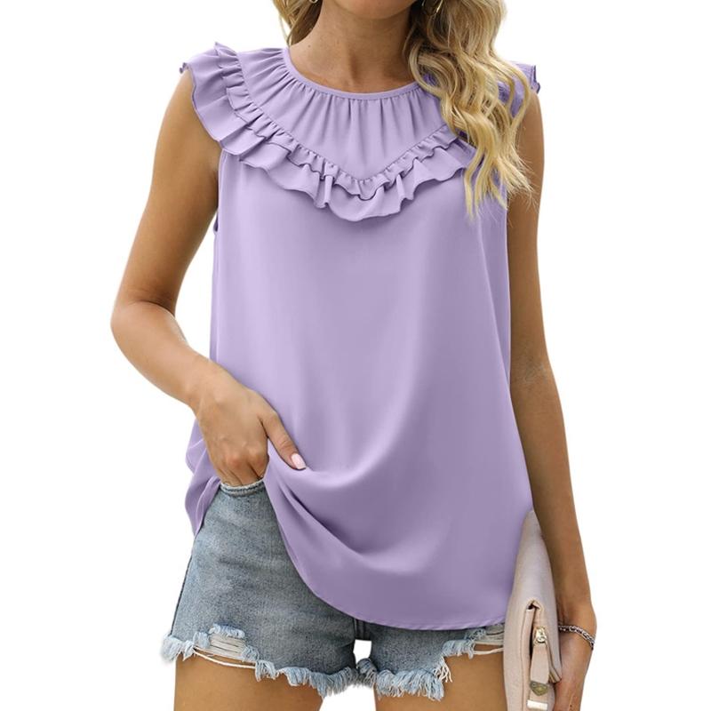 Women's Spring and Summer Pleated Sleeveless Vest Casual and Comfortable Shirt